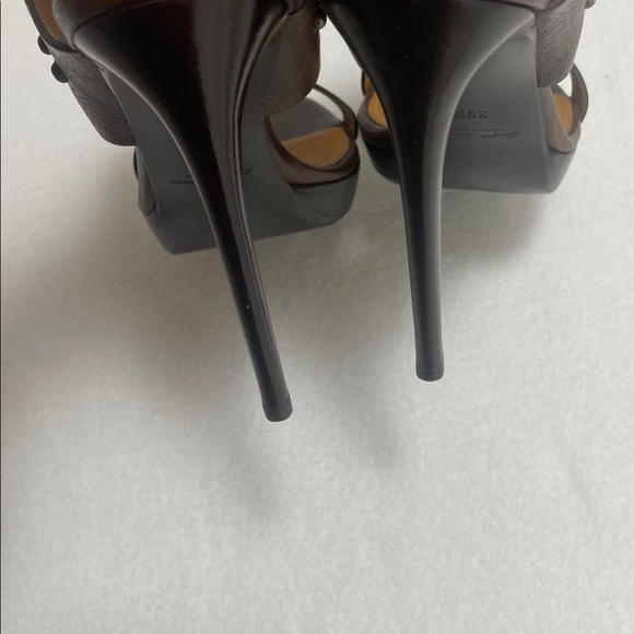 Ralph Lauren Purple Label Boho Leather Studded Open Toe Heels - Picture 6 of 8